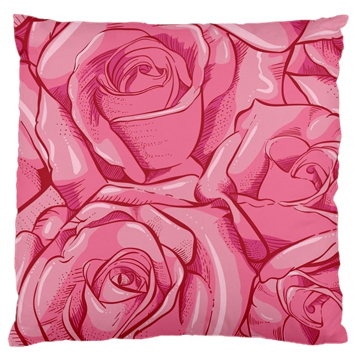 Pink Roses Pattern Floral Patterns Standard Premium Plush Fleece Cushion Case (Two Sides)