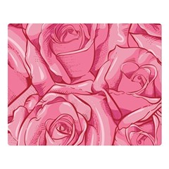 Pink Roses Pattern Floral Patterns Two Sides Premium Plush Fleece Blanket (large)