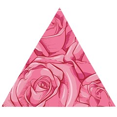 Pink Roses Pattern Floral Patterns Wooden Puzzle Triangle by Jancukart