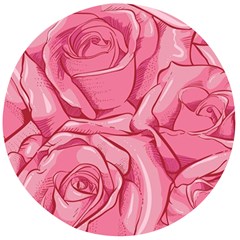 Pink Roses Pattern Floral Patterns Wooden Bottle Opener (round) by Jancukart