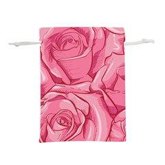 Pink Roses Pattern Floral Patterns Lightweight Drawstring Pouch (m) by Jancukart