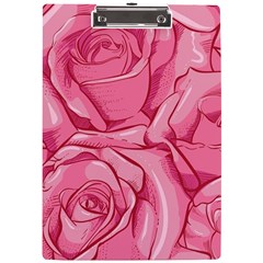 Pink Roses Pattern Floral Patterns A4 Acrylic Clipboard by Jancukart