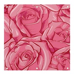 Pink Roses Pattern Floral Patterns Banner And Sign 4  X 4  by Jancukart