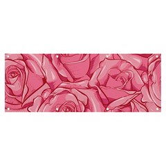 Pink Roses Pattern Floral Patterns Banner And Sign 8  X 3  by Jancukart