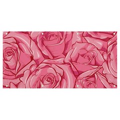 Pink Roses Pattern Floral Patterns Banner And Sign 8  X 4 