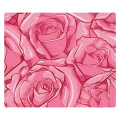 Pink Roses Pattern Floral Patterns Premium Plush Fleece Blanket (small)