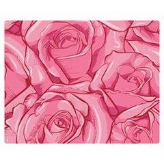 Pink Roses Pattern Floral Patterns Premium Plush Fleece Blanket (medium) by Jancukart