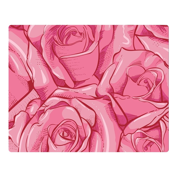 Pink Roses Pattern Floral Patterns Premium Plush Fleece Blanket (Large)