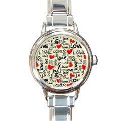 Love Abstract Background Textures Creative Grunge Round Italian Charm Watch