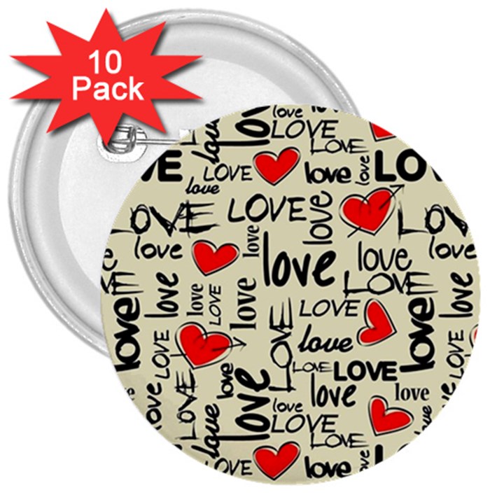 Love Abstract Background Textures Creative Grunge 3  Buttons (10 pack) 