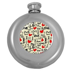 Love Abstract Background Textures Creative Grunge Round Hip Flask (5 Oz)