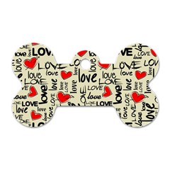 Love Abstract Background Textures Creative Grunge Dog Tag Bone (one Side)