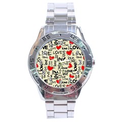 Love Abstract Background Textures Creative Grunge Stainless Steel Analogue Watch