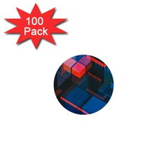 Minimalist Abstract Shaping  Abstract Digital Art 1  Mini Buttons (100 Pack) 