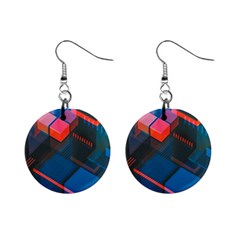 Minimalist Abstract Shaping  Abstract Digital Art Mini Button Earrings by Jancukart