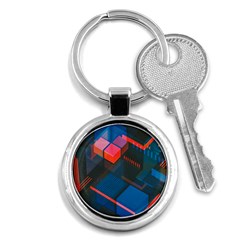 Minimalist Abstract Shaping  Abstract Digital Art Key Chain (round)