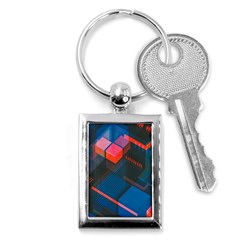 Minimalist Abstract Shaping  Abstract Digital Art Key Chain (rectangle)