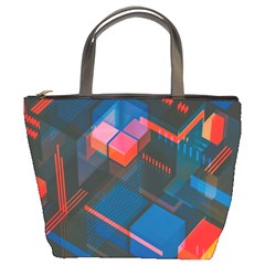 Minimalist Abstract Shaping  Abstract Digital Art Bucket Bag