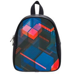 Minimalist Abstract Shaping  Abstract Digital Art School Bag (small)