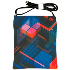 Minimalist Abstract Shaping  Abstract Digital Art Shoulder Sling Bag by Jancukart