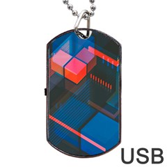 Minimalist Abstract Shaping  Abstract Digital Art Dog Tag Usb Flash (one Side)