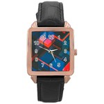 Minimalist Abstract Shaping  Abstract Digital Art Rose Gold Leather Watch  Front