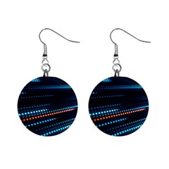 Orange Blue Dot Dots Lines Abstract Abstract Digital Art Mini Button Earrings