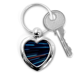 Orange Blue Dot Dots Lines Abstract Abstract Digital Art Key Chain (heart)