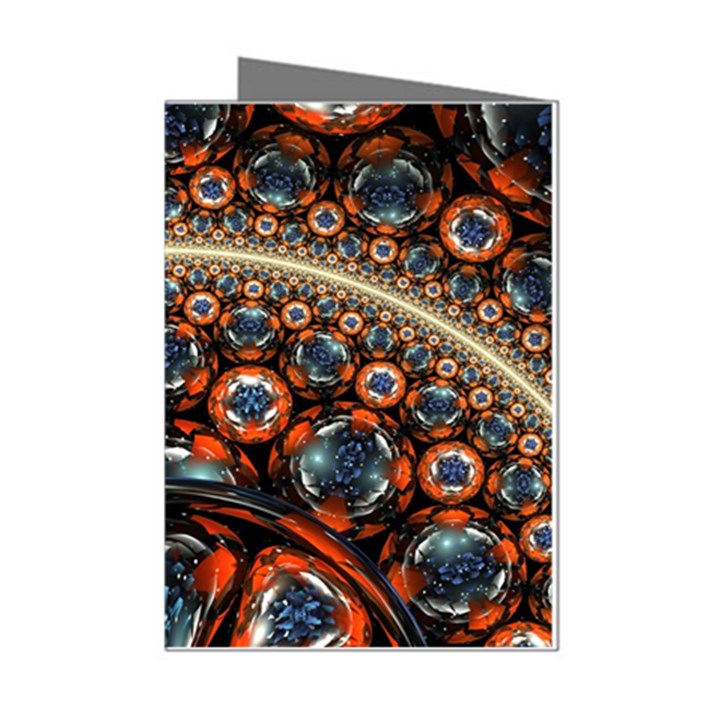 Fractal Floral Ornaments Rings 3d Sphere Floral Pattern Neon Art Mini Greeting Cards (Pkg of 8)