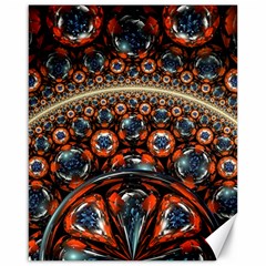 Fractal Floral Ornaments Rings 3d Sphere Floral Pattern Neon Art Canvas 16  X 20  by Jancukart