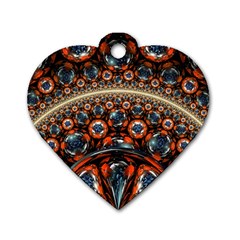 Fractal Floral Ornaments Rings 3d Sphere Floral Pattern Neon Art Dog Tag Heart (one Side) by Jancukart