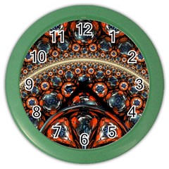 Fractal Floral Ornaments Rings 3d Sphere Floral Pattern Neon Art Color Wall Clock