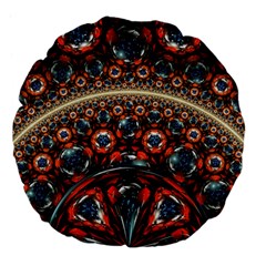 Fractal Floral Ornaments Rings 3d Sphere Floral Pattern Neon Art Large 18  Premium Flano Round Cushions