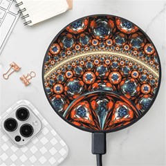 Fractal Floral Ornaments Rings 3d Sphere Floral Pattern Neon Art Wireless Fast Charger(black)