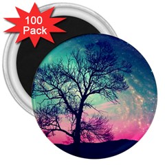 Tree Abstract Field Galaxy Night Nature 3  Magnets (100 Pack)