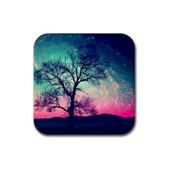 Tree Abstract Field Galaxy Night Nature Rubber Coaster (square)