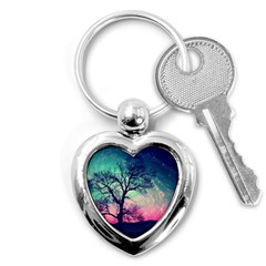 Tree Abstract Field Galaxy Night Nature Key Chain (heart)