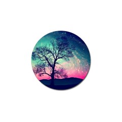 Tree Abstract Field Galaxy Night Nature Golf Ball Marker