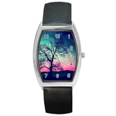 Tree Abstract Field Galaxy Night Nature Barrel Style Metal Watch by Jancukart