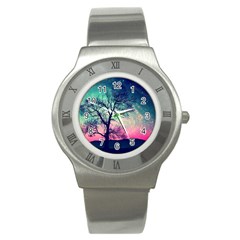 Tree Abstract Field Galaxy Night Nature Stainless Steel Watch by Jancukart