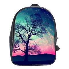 Tree Abstract Field Galaxy Night Nature School Bag (large)