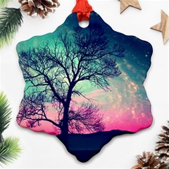 Tree Abstract Field Galaxy Night Nature Snowflake Ornament (two Sides)