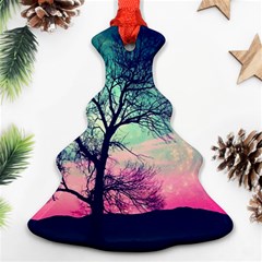 Tree Abstract Field Galaxy Night Nature Christmas Tree Ornament (two Sides)