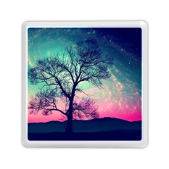 Tree Abstract Field Galaxy Night Nature Memory Card Reader (square)