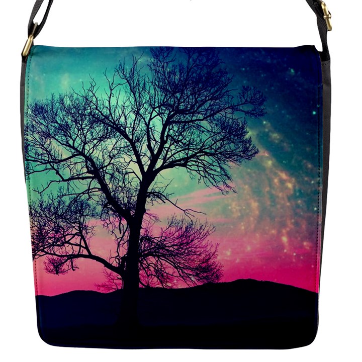 Tree Abstract Field Galaxy Night Nature Flap Closure Messenger Bag (S)