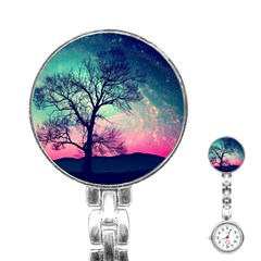 Tree Abstract Field Galaxy Night Nature Stainless Steel Nurses Watch