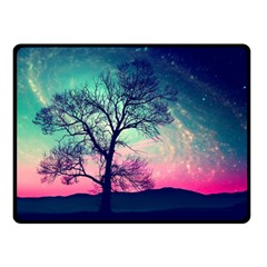 Tree Abstract Field Galaxy Night Nature Two Sides Fleece Blanket (small) by Jancukart