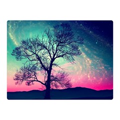 Tree Abstract Field Galaxy Night Nature Two Sides Premium Plush Fleece Blanket (mini) by Jancukart