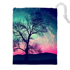 Tree Abstract Field Galaxy Night Nature Drawstring Pouch (5xl) by Jancukart