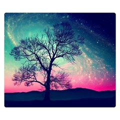 Tree Abstract Field Galaxy Night Nature Premium Plush Fleece Blanket (small) by Jancukart